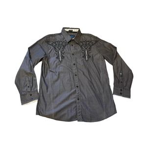 Roar Signature Mens XL Shirt Button Up Long Sleeve Embroidered Western Rodeo